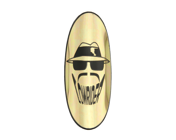 Steuerkopf Schild "Lowrider Head" Gold / Schwarz