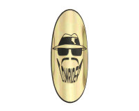 Steuerkopf Schild "Lowrider Head" Gold / Schwarz