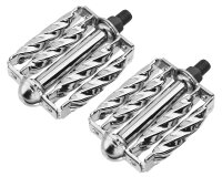 Pedals Set Double Square Twisted Chrome 1/2